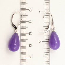 Load image into Gallery viewer, 14K White Gold Leverback Lavender Jade Dangle Earrings