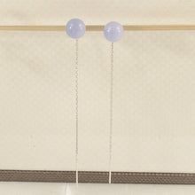 Load image into Gallery viewer, 14K White Gold Threader Chain Lavender Jade Bead Dangle Earrings