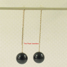 Load image into Gallery viewer, 14K Yellow Gold Threader Chain Black Onyx Bead Dangle Earrings