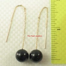 Load image into Gallery viewer, 14K Yellow Gold Threader Chain Black Onyx Bead Dangle Earrings