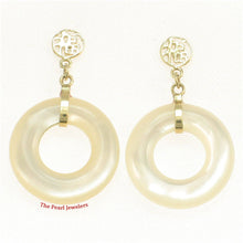 Load image into Gallery viewer, 14K Yellow Gold Blessing Dangle Donut White Mother of Pearl Earrings