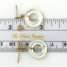 Load image into Gallery viewer, 14K Yellow Gold Blessing Dangle Donut White Mother of Pearl Earrings