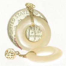 Load image into Gallery viewer, 14K Yellow Gold Blessing Dangle Donut White Mother of Pearl Earrings