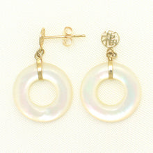 Load image into Gallery viewer, 14K Yellow Gold Blessing Dangle Donut White Mother of Pearl Earrings