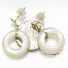 Load image into Gallery viewer, 14K Yellow Gold Blessing Dangle Donut White Mother of Pearl Earrings