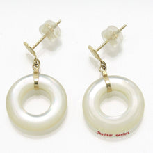 Load image into Gallery viewer, 14K Yellow Gold Blessing Dangle Donut White Mother of Pearl Earrings