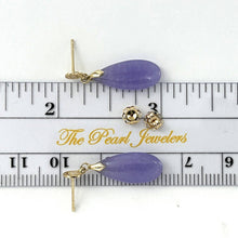 Load image into Gallery viewer, 14K Yellow Gold Good Fortune Teardrop Lavender Jade Earrings