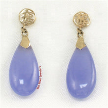Load image into Gallery viewer, 14K Yellow Gold Good Fortune Teardrop Lavender Jade Earrings