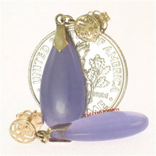 Load image into Gallery viewer, 14K Yellow Gold Good Fortune Teardrop Lavender Jade Earrings