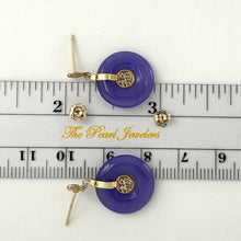 Load image into Gallery viewer, 14K Yellow Gold Blessing Donut Lavender Jade Earrings