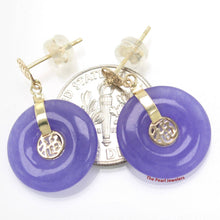Load image into Gallery viewer, 14K Yellow Gold Blessing Donut Lavender Jade Earrings