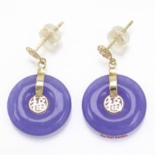 Load image into Gallery viewer, 14K Yellow Gold Blessing Donut Lavender Jade Earrings