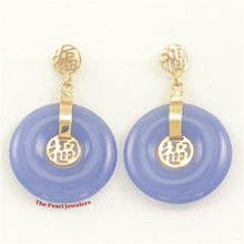 Load image into Gallery viewer, 14K Yellow Gold Blessing Donut Lavender Jade Earrings