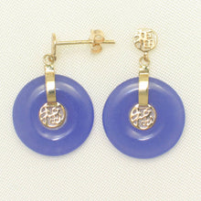 Load image into Gallery viewer, 14K Yellow Gold Blessing Donut Lavender Jade Earrings