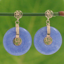 Load image into Gallery viewer, 14K Yellow Gold Blessing Donut Lavender Jade Earrings