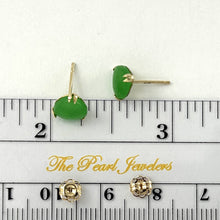 Load image into Gallery viewer, 14K Yellow Gold Heart Green Jade Stud Earrings