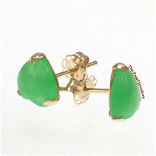 Load image into Gallery viewer, 14K Yellow Gold Heart Green Jade Stud Earrings