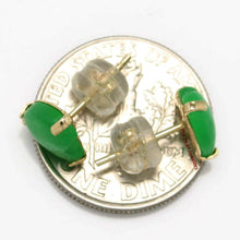 Load image into Gallery viewer, 14K Yellow Gold Heart Green Jade Stud Earrings