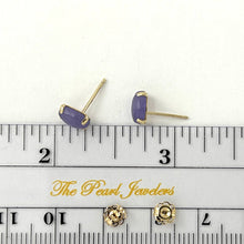 Load image into Gallery viewer, 14K Yellow Gold Oval Lavender Jade Cabochon Stud Earrings