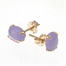 Load image into Gallery viewer, 14K Yellow Gold Oval Lavender Jade Cabochon Stud Earrings