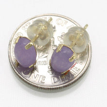 Load image into Gallery viewer, 14K Yellow Gold Oval Lavender Jade Cabochon Stud Earrings