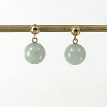 Load image into Gallery viewer, 14K Yellow Gold Celadon Green Jade 10mm Bead Earrings
