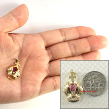 Load image into Gallery viewer, 14k Yellow Gold Crown Ruby & Diamond Pendant
