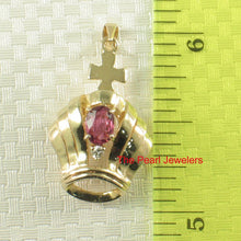 Load image into Gallery viewer, 14k Yellow Gold Crown Ruby & Diamond Pendant