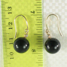 Load image into Gallery viewer, 14K Yellow Gold Sparkling Diamond Black Onyx Hook Earrings