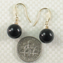 Load image into Gallery viewer, 14K Yellow Gold Sparkling Diamond Black Onyx Hook Earrings