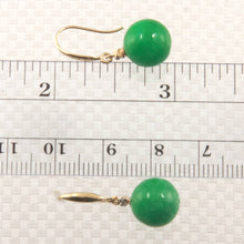 Load image into Gallery viewer, 14K Yellow Gold Sparkling Diamond Green Jade Hook Earrings