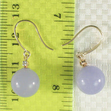 Load image into Gallery viewer, 14K Yellow Gold Sparkling Diamond Lavender Jade Hook Earrings