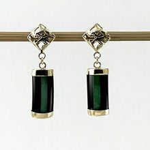 Load image into Gallery viewer, 14K Yellow Gold Dragon Dangle Earrings with Jade & Black Onyx