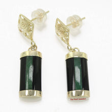 Load image into Gallery viewer, 14K Yellow Gold Dragon Dangle Earrings with Jade & Black Onyx