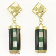 Load image into Gallery viewer, 14K Yellow Gold Dragon Dangle Earrings with Black Onyx & M.O.P