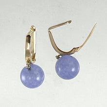 Load image into Gallery viewer, 14K Yellow Gold Euro Back Lavender Jade Dangle Earrings