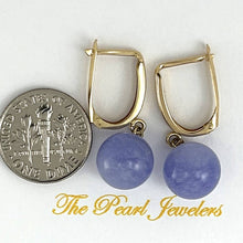 Load image into Gallery viewer, 14K Yellow Gold Euro Back Lavender Jade Dangle Earrings