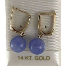 Load image into Gallery viewer, 14K Yellow Gold Euro Back Lavender Jade Dangle Earrings