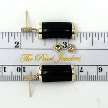 Load image into Gallery viewer, 14K Yellow Gold Good Fortune Dangle Black Onyx Earrings