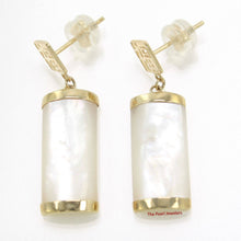 Load image into Gallery viewer, 14K Yellow Gold Good Fortune Dangle White Mother of Pearl Earrings