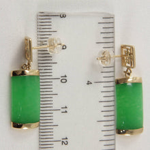 Load image into Gallery viewer, 14K Yellow Gold "Good Fortune" Dangle Green Jade Oriental Earrings