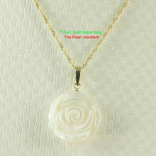 Load image into Gallery viewer, 14k Yellow Gold Hand Carved Rose Mother of Pearl Pendant Necklace