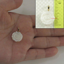 Load image into Gallery viewer, 14k Yellow Gold Hand Carved Rose Mother of Pearl Pendant Necklace
