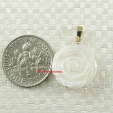 Load image into Gallery viewer, 14k Yellow Gold Hand Carved Rose Mother of Pearl Pendant Necklace