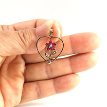Load image into Gallery viewer, 14k Yellow Gold Heart Ruby & Diamond Pendant