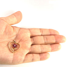 Load image into Gallery viewer, 14k Yellow Gold Heart Ruby & Diamond Pendant