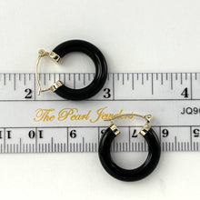 Load image into Gallery viewer, 14K Yellow Gold Black Onyx Tube Hoop Earrings