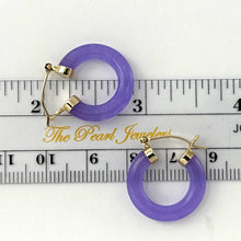 Load image into Gallery viewer, 14K Yellow Gold Lavender Jade Tube Ring Hook Earrings