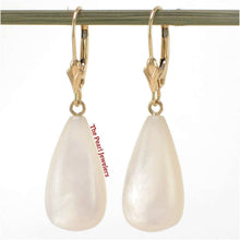 Load image into Gallery viewer, 14K Yellow Gold Leverback Dangle Raindrop Mother of Pearl Earrings