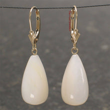 Load image into Gallery viewer, 14K Yellow Gold Leverback Dangle Raindrop Mother of Pearl Earrings